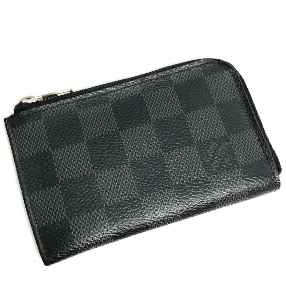 LOUIS VUITTON Damier Graphite Porte-Monet L-shaped zipper coin purse
